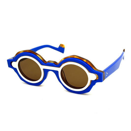 Irregular Middle Ring Plate Klein Blue Polarized Sunglasses