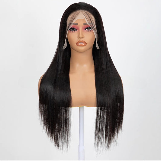 Lace Front Full Head Wigs Double Weft Long Straight Synthetic Hair Extensions