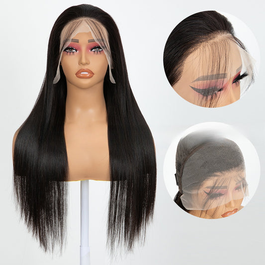 Lace Front Full Head Wigs Double Weft Long Straight Synthetic Hair Extensions
